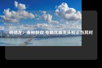 杨德龙：春种秋收 布局优质龙头股正当其时
